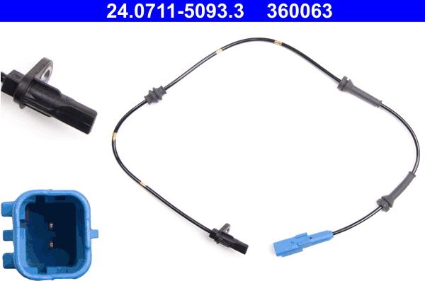 ATE 24.0711-5093.3 - Capteur, vitesse de roue www.widencarpieces.com