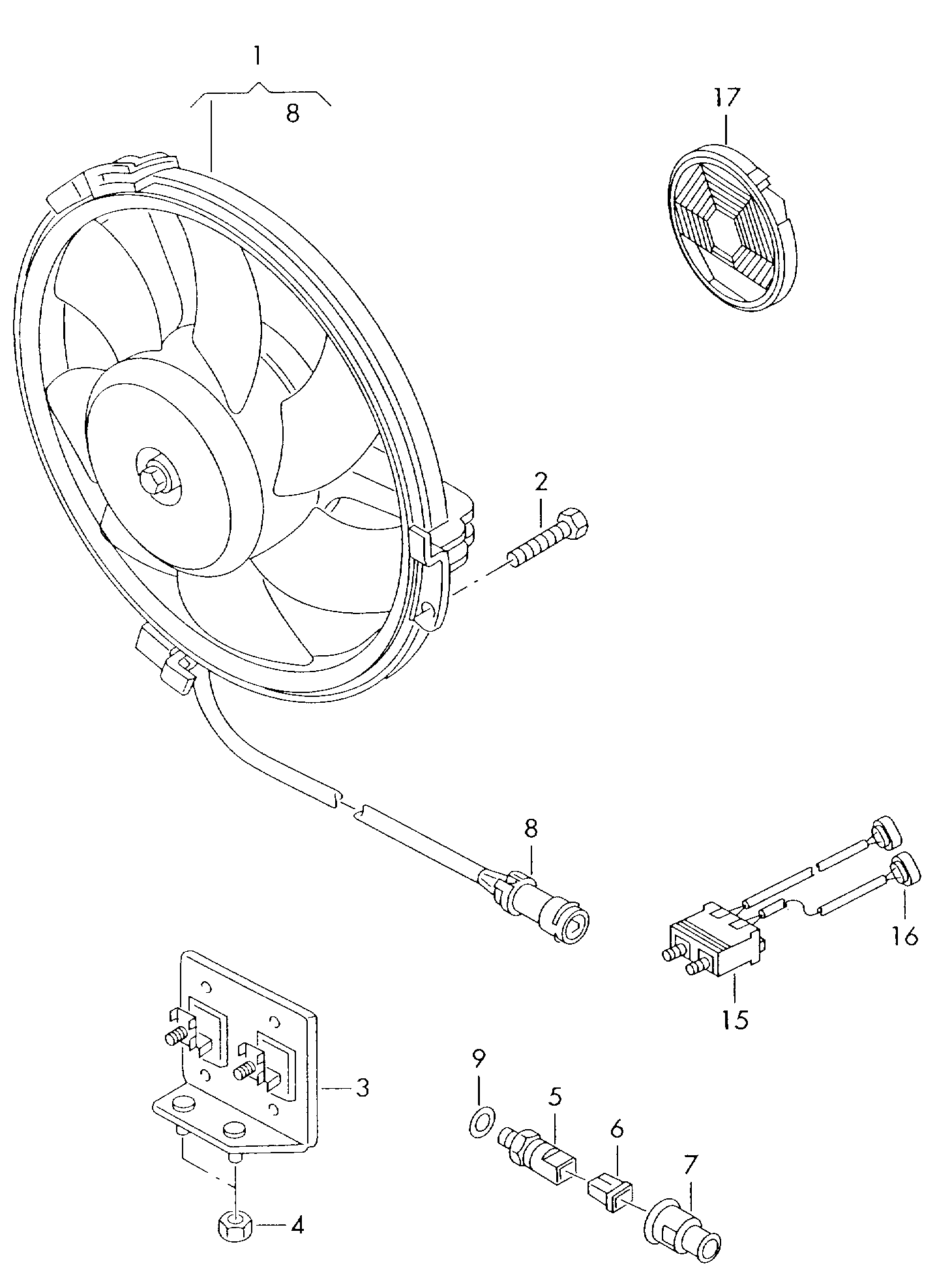 ÜRO Parts 032121142 - Clip, bouchon du bride de réfrigérant www.widencarpieces.com